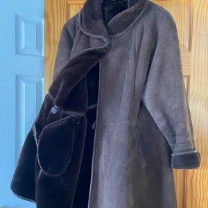 Shearling swing coat, 100 % natural. Warm,  cozy brown, custom made.